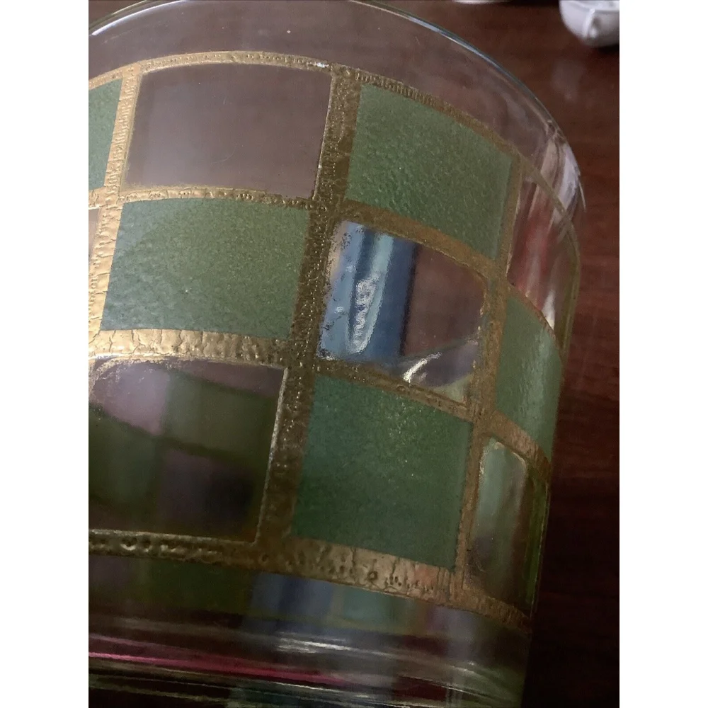 Culver 22K Gold Green Ice Bucket 4.75” MCM Vintage